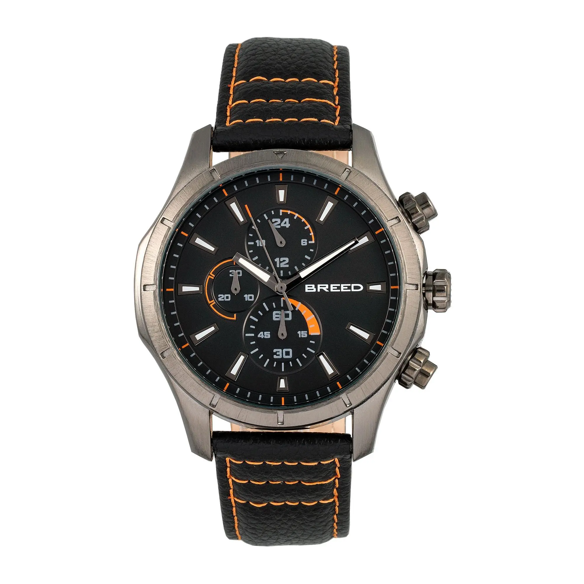 Breed Men's Lacroix Chronograph Black Leather S trap Watch