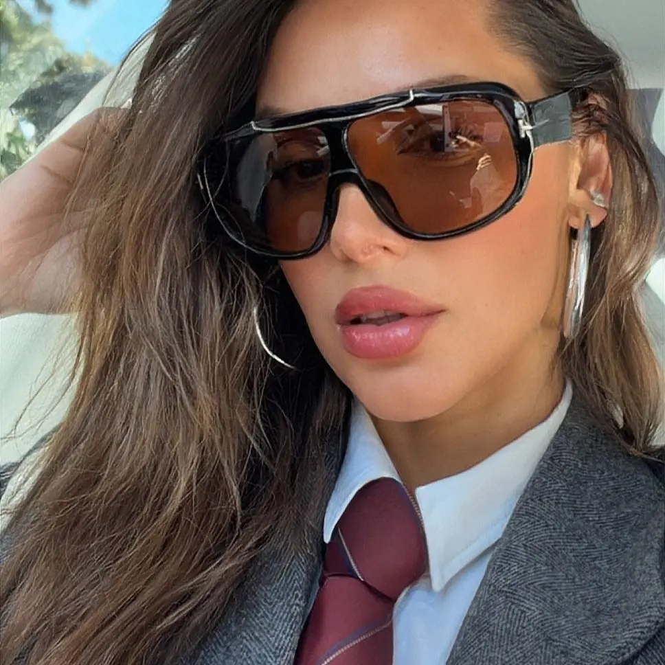 Women's Oversized DUBAI Aviator Sunglasses - Tinted Lenses, UV Protection, Modern Fashion Accessories for Casual & Formal Events