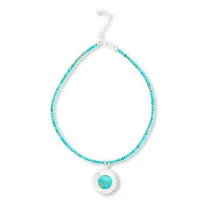 Mine Finds by Jay King Compressed Kingman Turquoise Pendant with Bead Necklace
