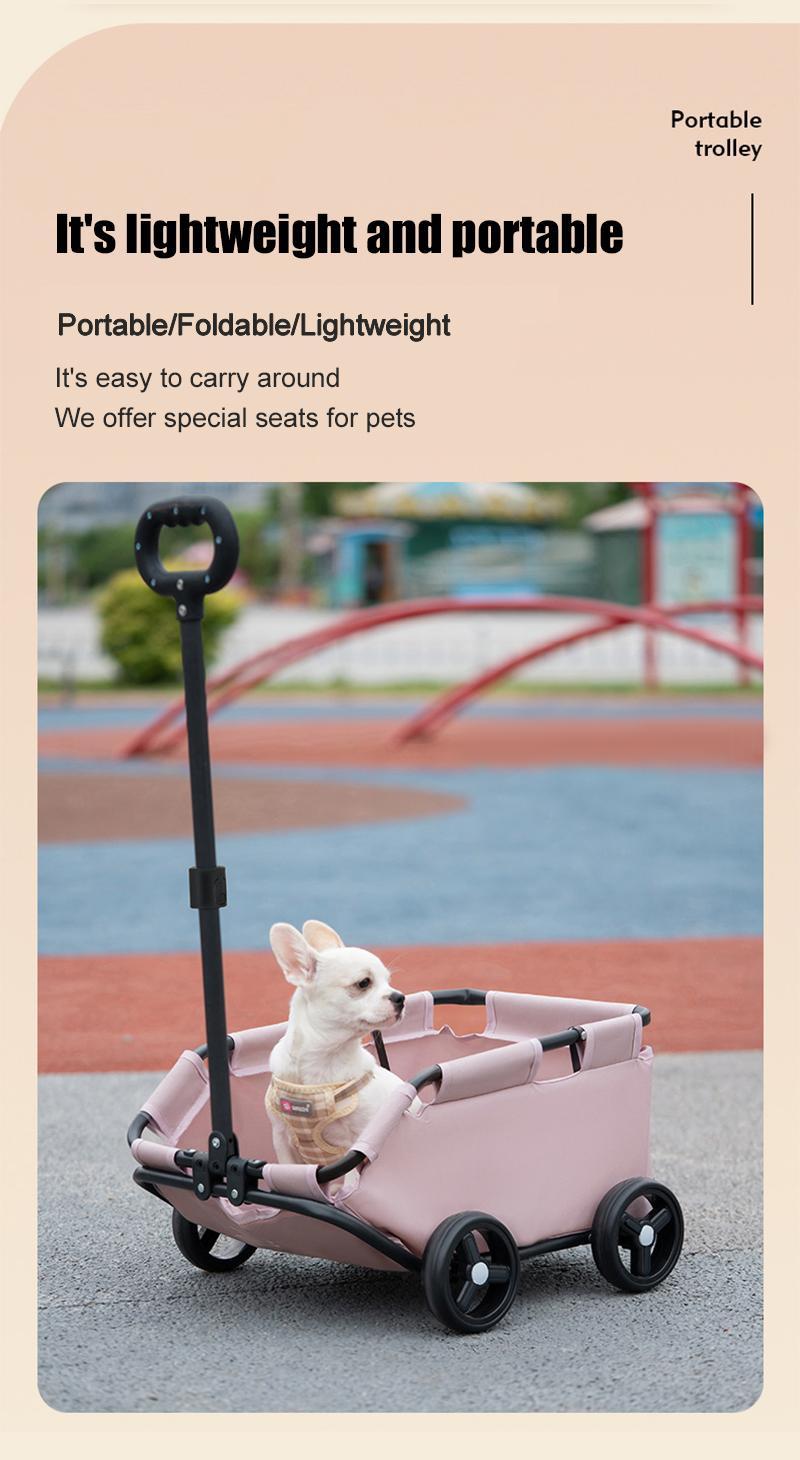 Pawzseek Premium Pet Travel Cart for Small Dogs & Cats - 360° Swivel Pull Rod, 4 Wheels, Easy Maneuver, Foldable Outdoor Carrier