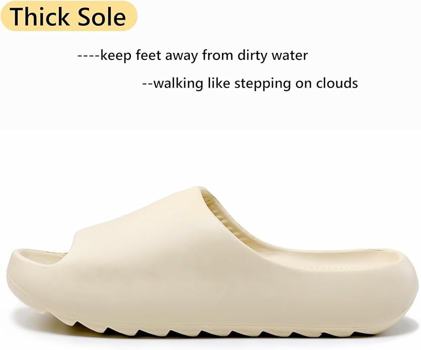 rosyclo Cloud Slides for Women Men - Ultra Soft Thick Sole Pillow Slippers, Non-Slip Lightweight Foam Slippers, Waterproof House Shoes for Shower & Beach