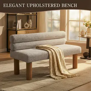 Long bench, lamb wool single sofa chair, designer reception chair, bedroom, living room, dining room lounge chair