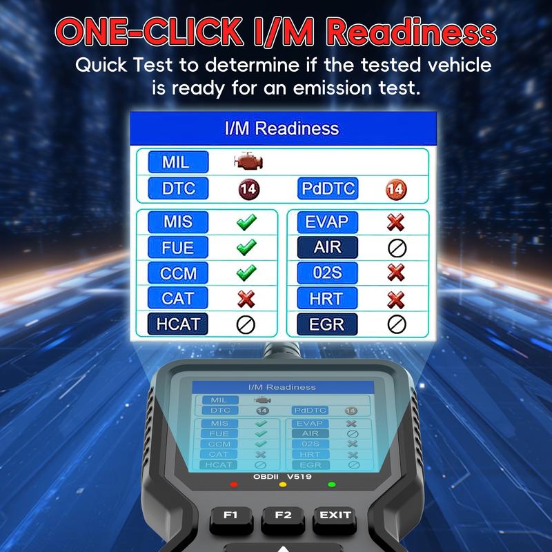 V519  OBD2 Car Scanner – Professional Engine Fault Code Reader with Comprehensive Diagnostic Functions, Reset Feature, I/M Readiness Support, 10 Language Modes, USB-Powered Design – Must-Have for Car Owners & Mechanics