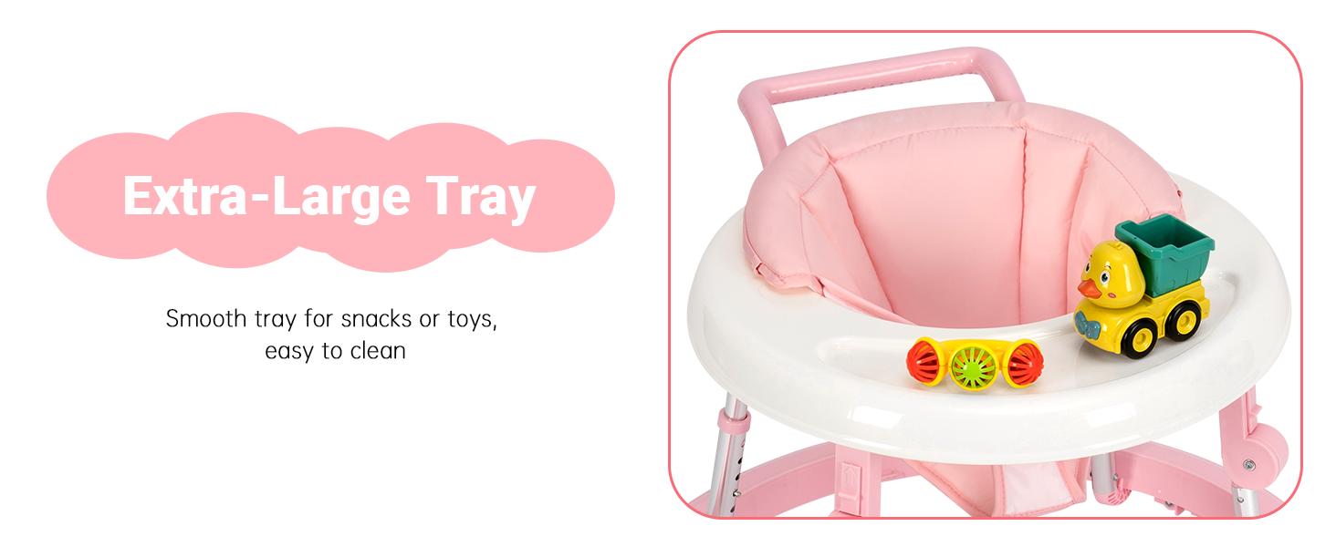 Baby Walker Foldable with 9 Adjustable Heights, Baby Walkers and Activity Center for Boys Girls Babies 7-18 Months, Baby Walker with Wheels Portable Floorwalker Floorwalker Infant