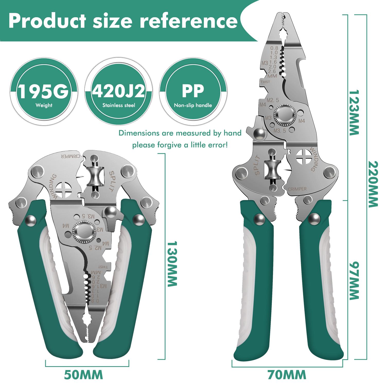 Multi Function Self Adjusting Folding Wire Stripper Compact Electrician Tool Foldable Wire Cutter Stripper Crimper Handheld Electrical Tool