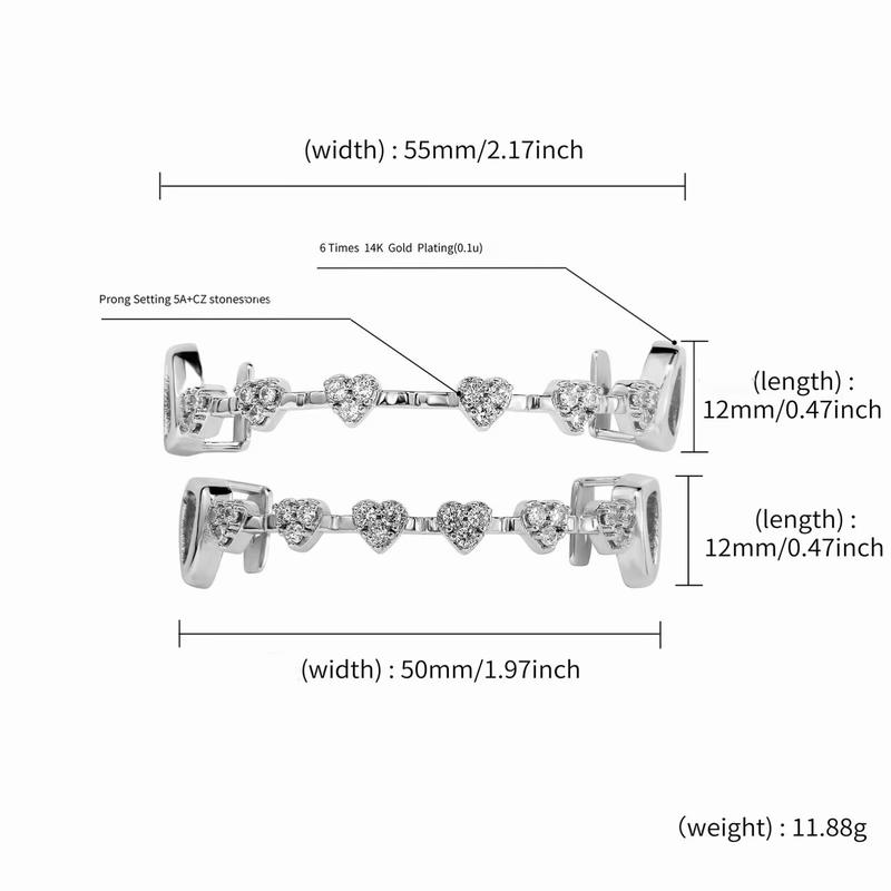【PANG Jewelry】Trendy and Fashionable Golden Tooth Miniature Full Diamond Zircon Braces  A Personalized and Trendy Outfit for Daily Streetwear and Rap Lightweight Oral