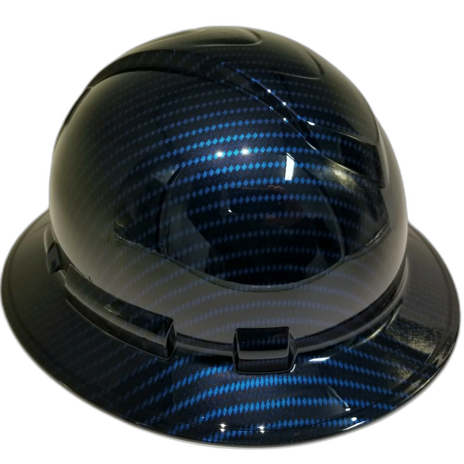 Deep Candy Blue Carbon Fiber - Custom Hydro Dipped Full Brim Hard Hat
