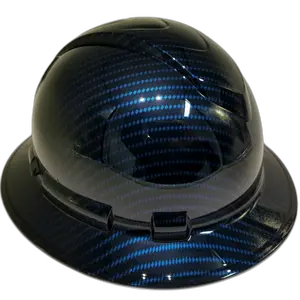 Deep Candy Blue Carbon Fiber - Custom Hydro Dipped Full Brim Hard Hat