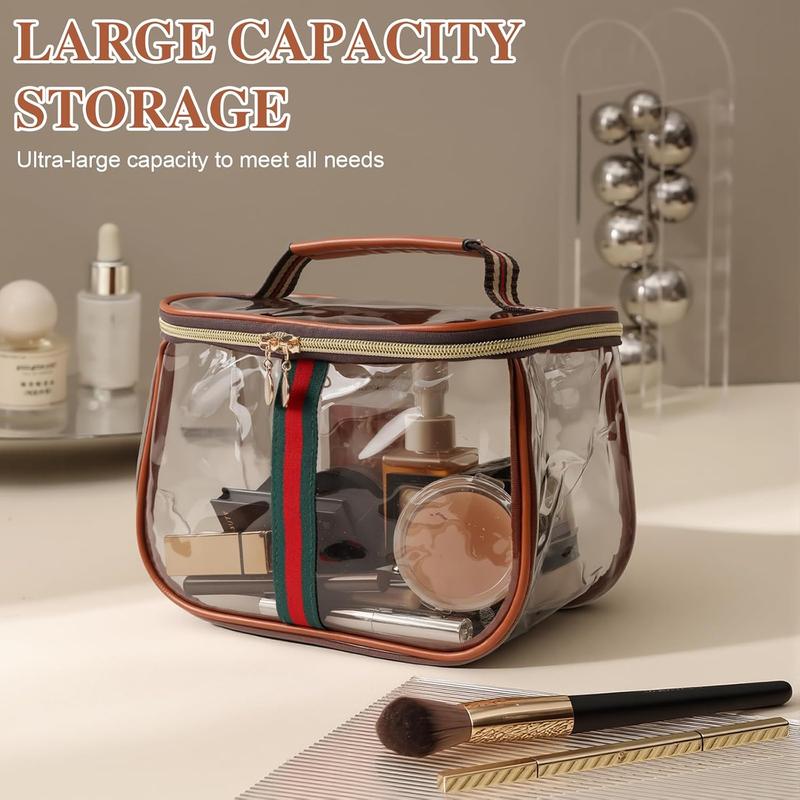 New Retro Vintage Vanity Bag – Large Capacity Waterproof Transparent Makeup Cosmetic Bag with Zipper – Luxury Toiletry Organizer for Women Ladies Travel & Storage