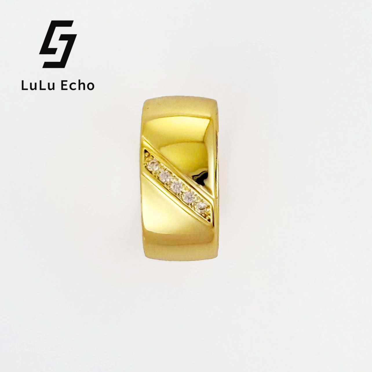 LuLuEcho 14K Gold Plated Men's Ring - Modern Geometric Style, Suitable for Casual and Formal Occasions, Durable Stainless Steel Material for Weddings, Offices, Party Accessories. Luxurious Men's Accessories, High-Quality Textured Surface Treatment,