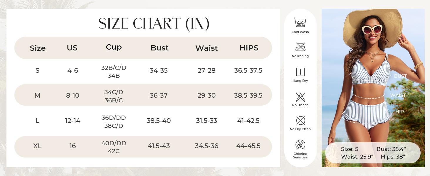 【S-XL】Hanna Nikole Women High Waisted Bikini Sets Ruffle, 2 Piece Bathing Suit Tummy Control, Sexy Retro Swimsuits Beachwear