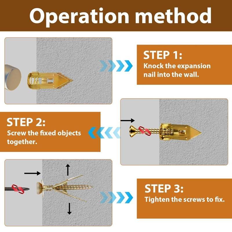 SOPAMI 100PCS/200PCS Self-Drilling Drywall Anchors & Screws Kit Easy Application No Pre-Drilling Supports Up to 66 lbs Ideal for Home Office Organization