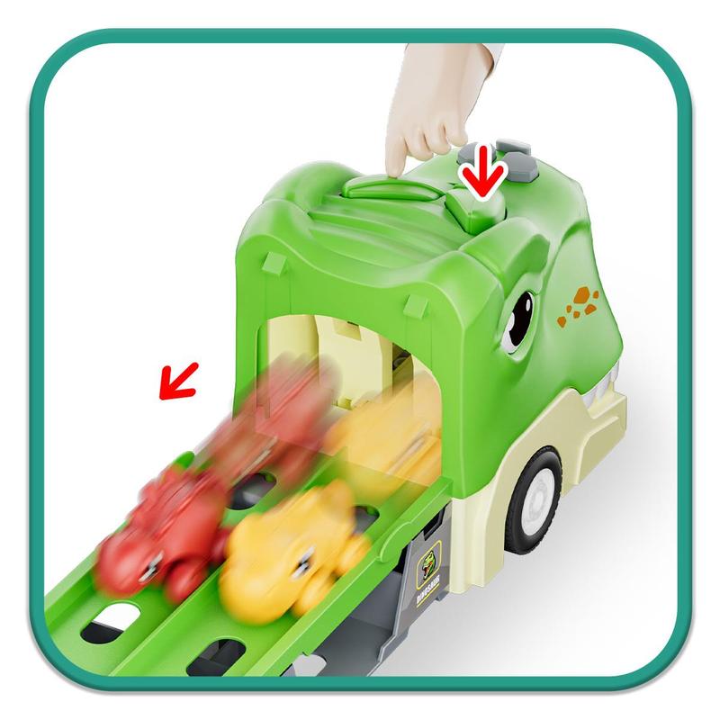 Durable Garage Multifunction Dinosaur/Princess/Unicorn Truck Toys for 2-7 Year Boys & Toddlers Foldable Track 2 Player Race Mode Light Sound Transport Carrier with 6 Dino Cars 12 Accessories Birthday Christmas Gift Idea for Kids Girls