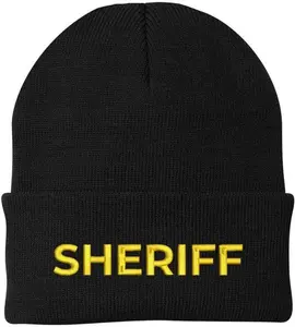 Sheriff Embroidered Beanie Hat USA Army Uniform Police 100% Acrylic Knit Winter Watch Cap
