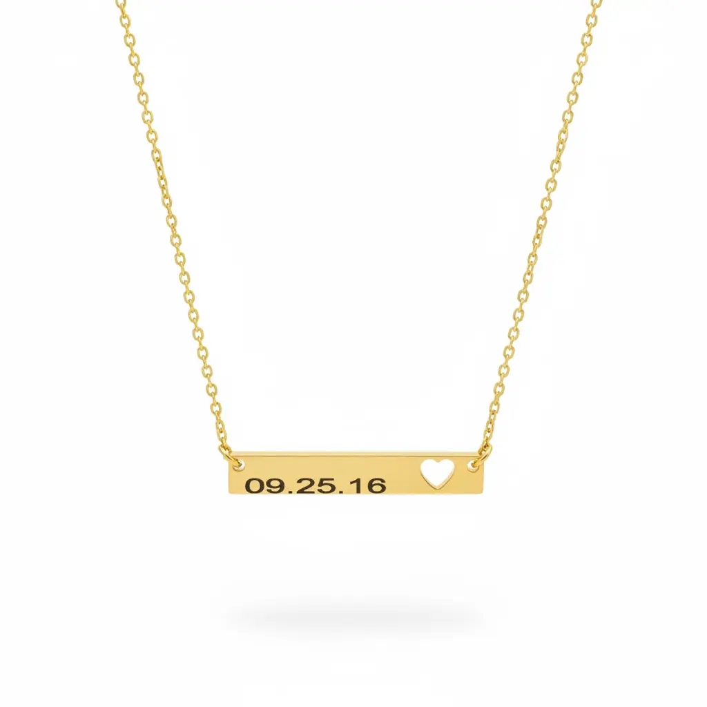 Personalized Date Bar Necklace | Custom Gold Bar Necklace | Anniversary Necklace | Wedding Date Necklace | Minimalist Jewelry Gift