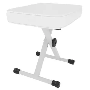 X-Style Adjustable Piano Bench, Padded Keyboard Stool with 3-Position Height & 2.56" Thick Sponge Seat, Waterproof Non-Skid Collapsible Stool for Piano, Guitar, Home Studio