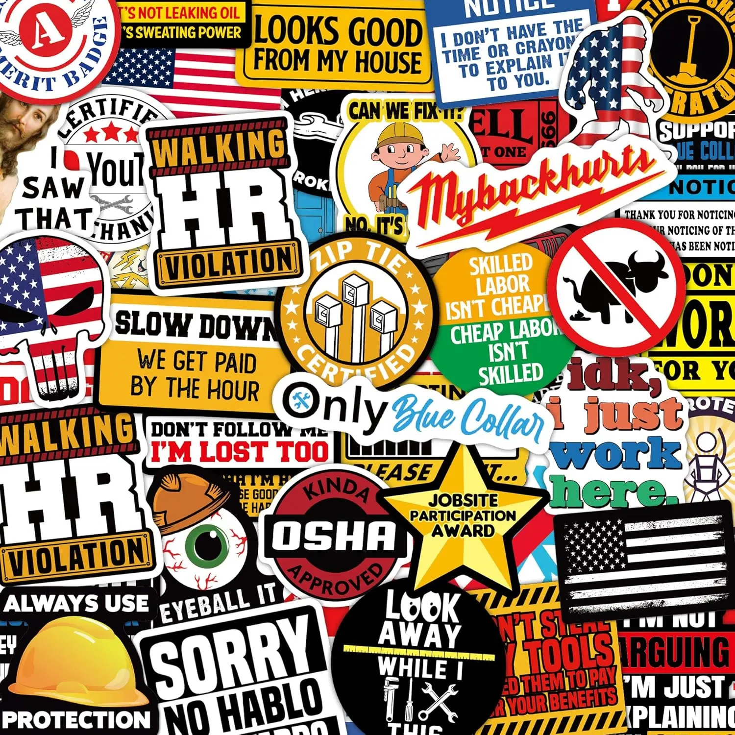 173 PCS Hard Hat Stickers for Adults - Funny (Dirty) Funny Stickers for Water Bottle, Laptop, Helmet, Cars, Tool Box, Blue Collar Stickers for Men