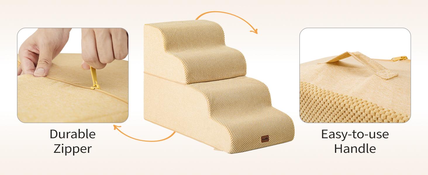 Made4Pets Dog Stairs and Ramp for Bed 3-5 Step Non-Slip for Small Dogs Up to 35lbs Design for Dogs and Cats Indoorfun Home Safe Climbing Boost Physical Activity