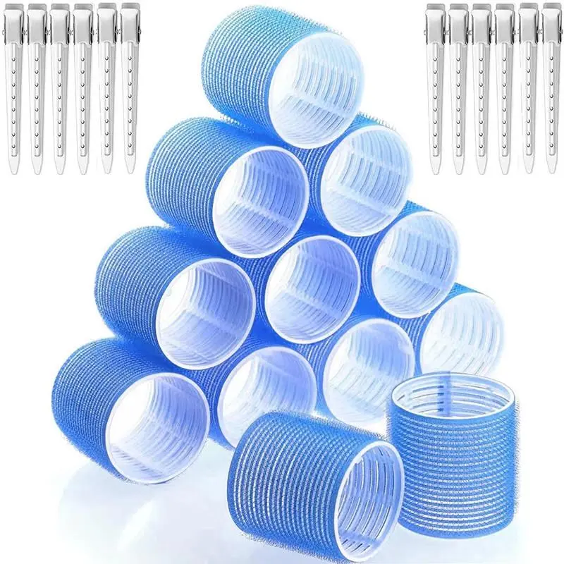 Heatless Curls Roller Set - 12 Pack 2.5" Jumbo Self-Grip Rollers for Long Thick Hair, Curly Locks, Bouncy Curls & Volume Boost, No-Damage Hair Styling Tool Kit with Clips & Comb (Beauty & Personal Care)
