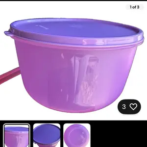 Tupperware 8 Cup Modular Purple Salad Bowl Airtight Stacking Dish for Freshness & Space-Saving Design
