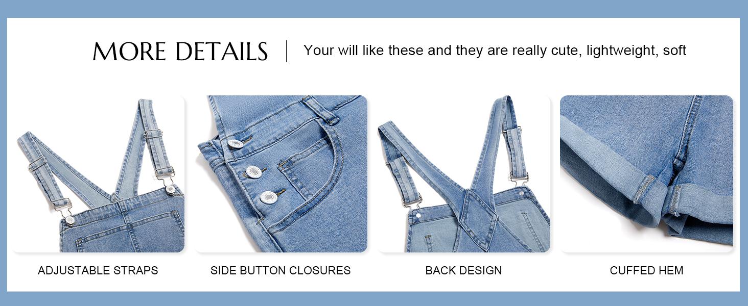 Imily Bela Womenswear Basic Overalls Shorts Denim Bib Straps Shorts Casual Solid Color Minimalist Rompers Jumpsuits With Pockets Pants