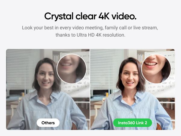 Insta360 Link 2 - PTZ 4K Webcam for PC/Mac, 1/2" Sensor, AI Tracking, HDR, AI Noise-Canceling Mic, Gesture Control for Streaming, Video Calls, Gaming, Works with Zoom, Teams, Twitch & More