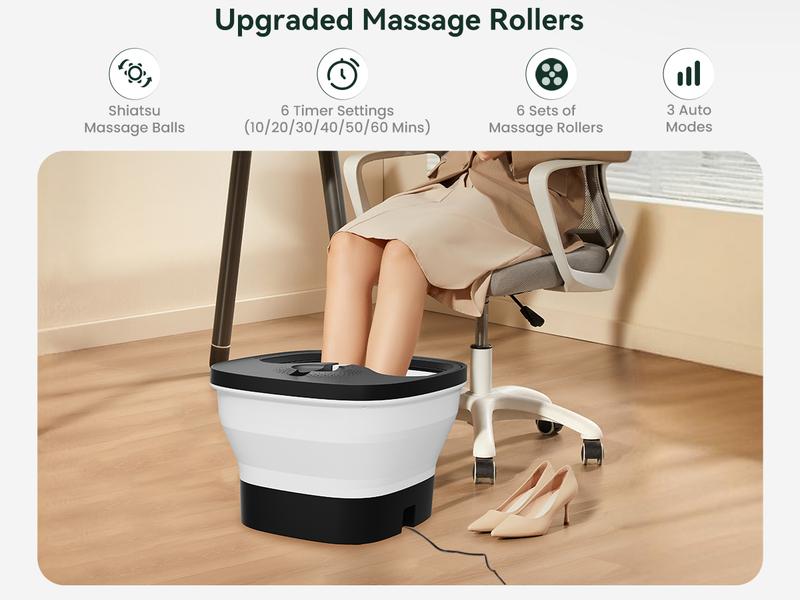 Snailax Foot Spa Bath Massager with Heat, Remote Control, Shiatsu Massage Rollers, Bubble, Temperature Control, Collapsible, Pedicure Foot Soaking Tub Snailax Foot Spa Bath Massager with Heat, Remote Control, Shiatsu Massage Rollers, Bubble, Temperature Control, Collapsible, Pedicure Foot Soaking Tub