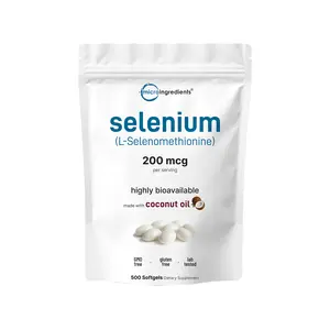 Micro Ingredients Selenium Supplement 200mcg, 500 Softgels with Coconut Oil