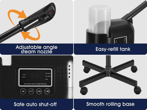 Black Facial Steamer Professional Barber Face Steamer for Shaving & Skin Care for Barbershop Salon Spa Use Versatile Tool for Grooming and Skincare