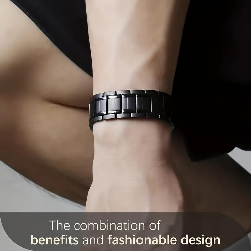 Adjustable 3X Magnetic Men's Set - Bracelet + Ring, Ergonomic Design, Smooth Stainless Steel Surface, Durable & Ideal Father's Day Gift