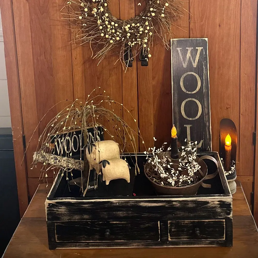 Primitive Candle Box w 2 Drawers