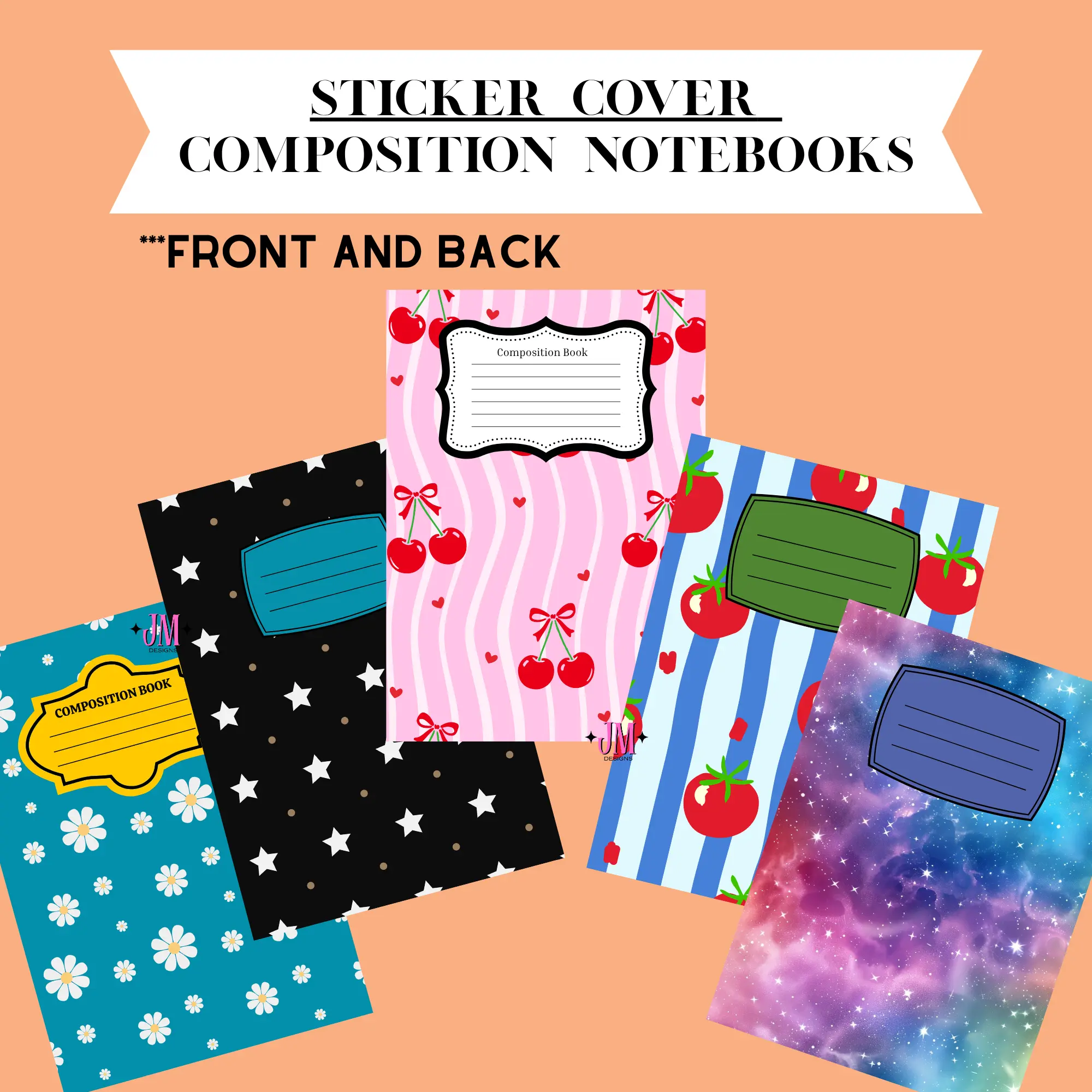 Sticker Composition Notebook Cover Front And Back