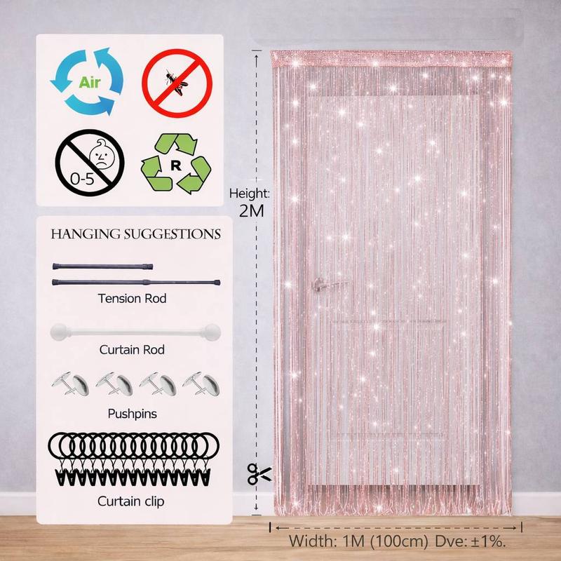 Door curtain, Sparkling Bead Curtain, Door Decoration, Sequined Bead Curtain, Open Wardrobe, Clothes Drying Curtain, Bohemian Syle Bead Curtain, Glittering Bead Curtain, Window Curtain, Girl's Room Decoration