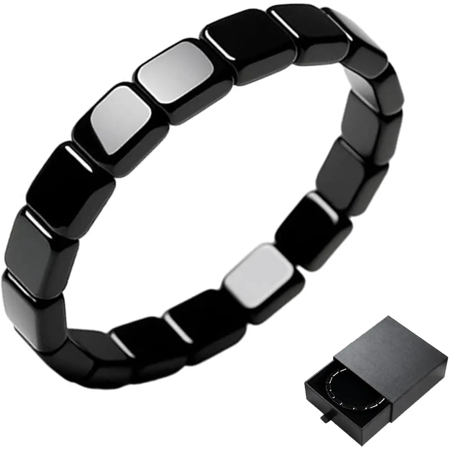 Men's High Quality Non-Natural Crystal Hematite Bracelet - Minimalist Geometric Style Healing Crystal Jewelry, Supports Daily Vitality, Focus & Natural Confidence Boost, Healing Crystal Bracelet, High Quality Bracelet