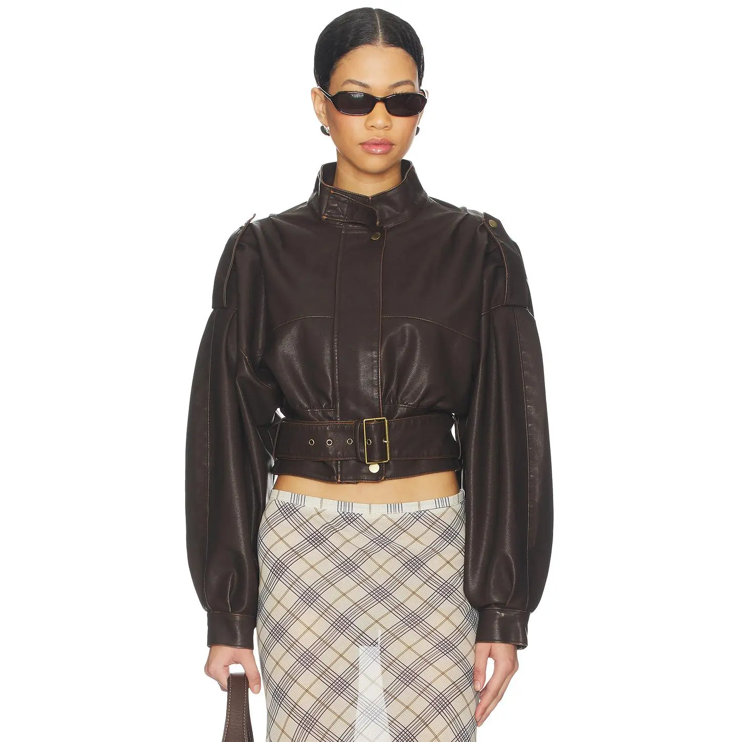 LIONESS Gigi Leather Jacket in Chocolate