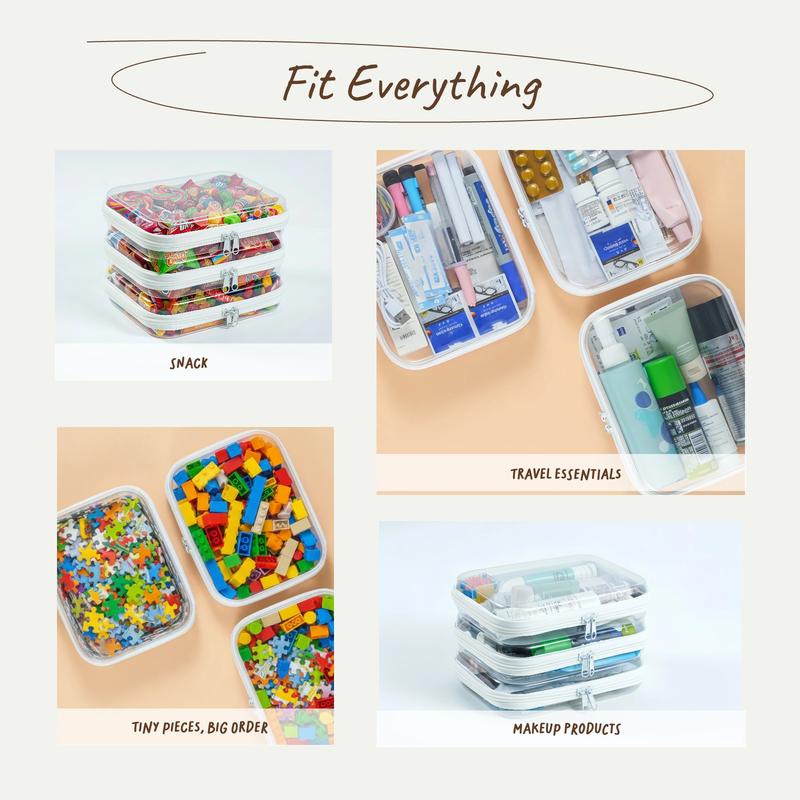 PIQOLA Clear Organizer Storage Box Clear Hard Zipper Case PVC Plastic CLear Storage Containers for Tools & Small Objects Girl Stuff Portable Travel Organizer Set Makeup Organizer Jewelry Box Toy Storage Bins High Transparency TikTokShopBlackFriday M+3S