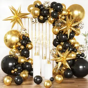 Black Gold Balloon Arch Kit for Birthdays Graduations Retirements Anniversaries and Masquerade Parties