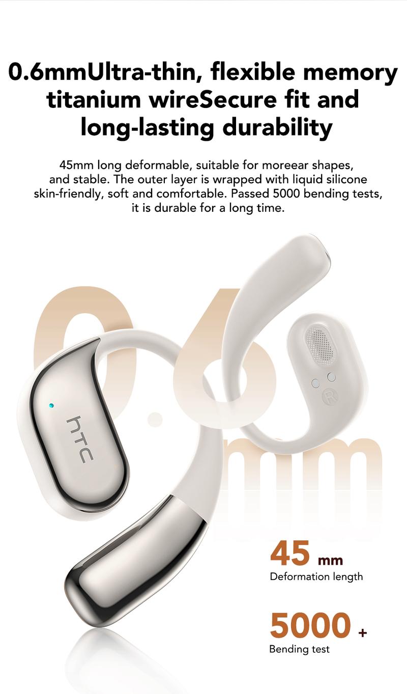 HTC NE39 OWS - Bluetooth headset (6.0), IPX5 waterproof, comes with a charging case, and a built-in microphone. Comfortable fit, excellent sound quality, and a three-month warranty! Perfect for work, exercise, study, and voice calls.