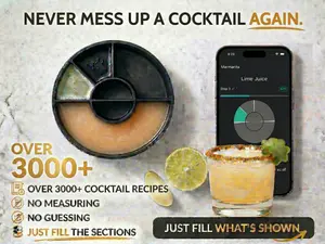 Bartifier Cocktail Maker & Mocktail System – Make 3000+ Drinks with App-Guided Visual Pour Steps | No Measuring or Guessing | Just Fill the Sections Shown in the App | Perfect Single Cocktails or Large Party Batches | Easy Home Bartender Mixology Tool