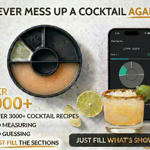 Bartifier Cocktail Maker & Mocktail System – Make 3000+ Drinks with App-Guided Visual Pour Steps | No Measuring or Guessing | Just Fill the Sections Shown in the App | Perfect Single Cocktails or Large Party Batches | Easy Home Bartender Mixology Tool