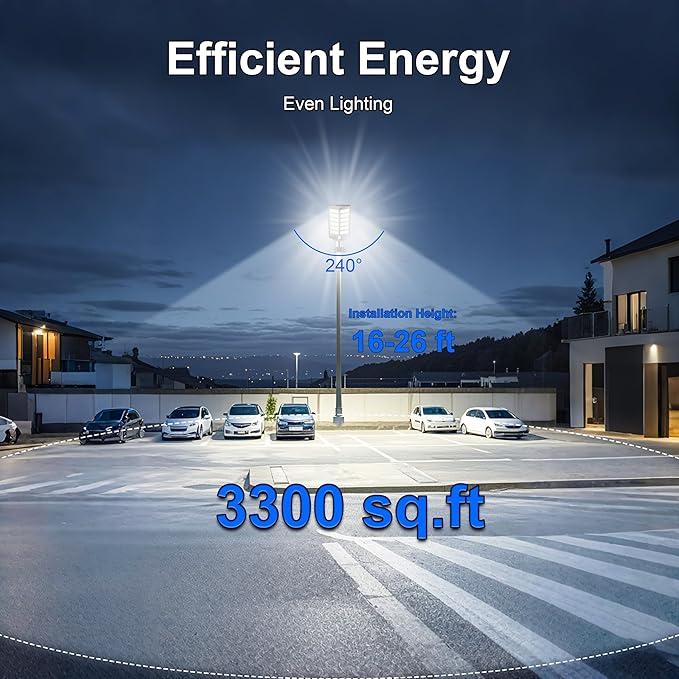 Outdoor Special 400W Solar Street Light 450000 Lumens Super Bright 3 Modes with Motion Sensor IP65 Waterproof Remote Control for Gardens Streets Yards Fall Porches Decor Suitable for Basketball Court
