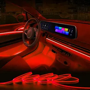 5M Car LED Strip Light, Neon Panel Gap String Strip Light Interior Decor Atmosphere Strip Lamp PVC Glowing Wire Lamp for Car Red 16.5FT
