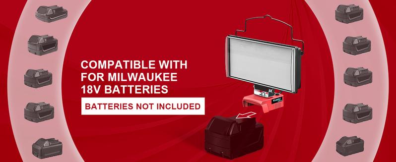 LED Work Light Compatible with Milwaukee 18V,【Battery NOT Included】, 100W 7000LM 7" Flood Battery Light, Cordless LED Flashlights with USB & Type-C & Low Voltage Protection & 140° Pivoting Head for Emergency & Job Site LED Work Light Compatible with Milwaukee 18V,【Battery NOT Included】, 100W 7000LM 7" Flood Battery Light, Cordless LED Flashlights with USB & Type-C & Low Voltage Protection & 140° Pivoting Head for Emergency & Job Site