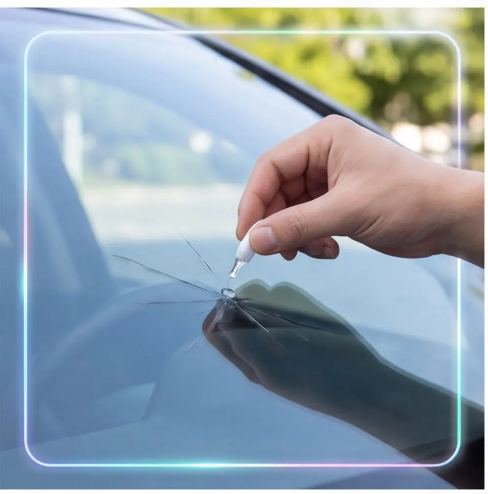heat wave decal Glass Repair Kit, Windshield Crack Filler & Scratch Remover, UV Cure Epoxy Adhesive Coating, Fix Chips, Bulls-Eye, Star Cracks in Minutes - DIY Permanent Automotive Glass Care Solution