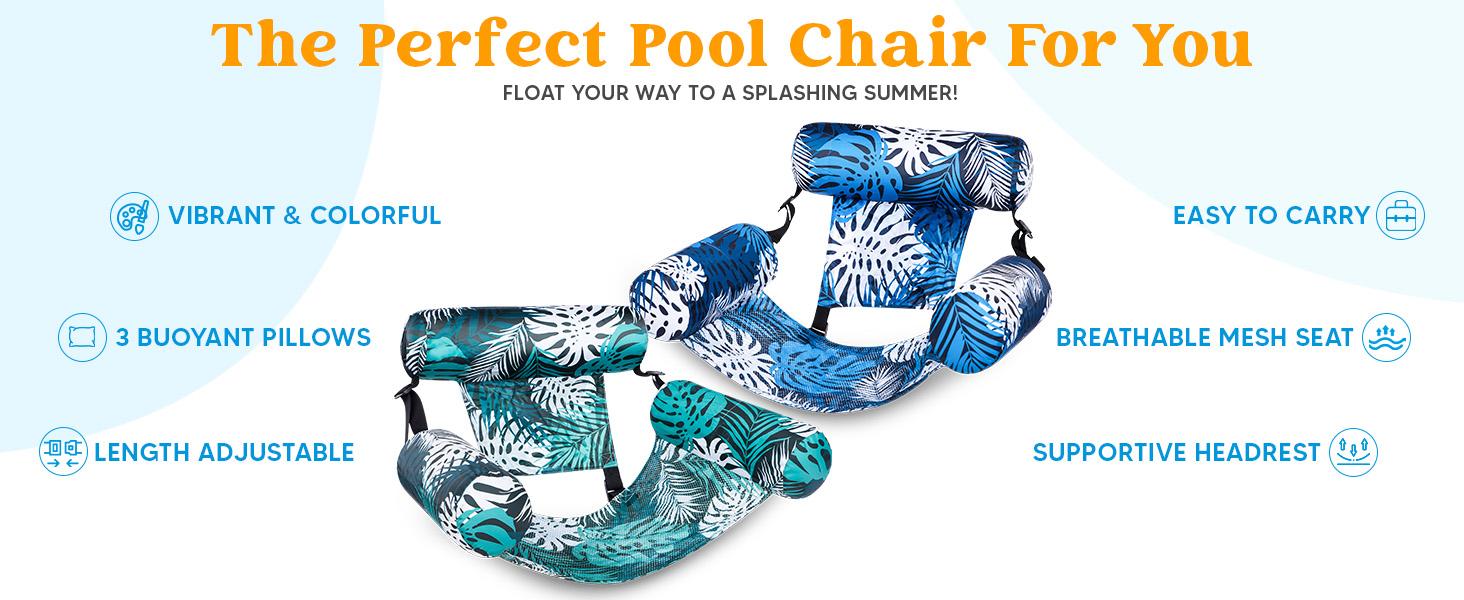 SLOOSH Inflatable Pool Floats Adult, 2 Packs / 1 Pack Floating Lounge Chairs , Blow up Pool Noodles for Adult Heavy Duty, Floating Chair for Party Summer Water Beach Lake Fun Father's Day Gifts TikTokShopSummerTurnup