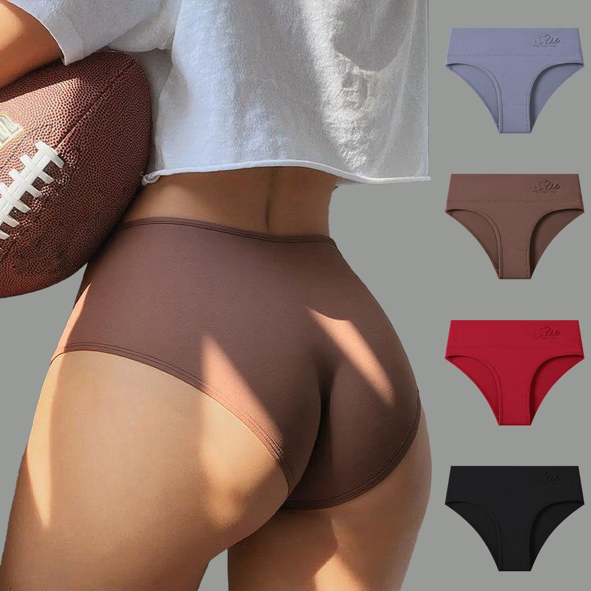 HOTCOM Women’s Style High-Waist Seamless Thongs – 4-Pack Smooth Tummy Control Cotton Panties for Everyday Comfort