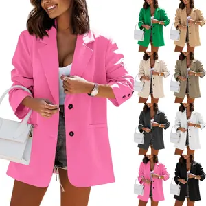LAICIGO Women Casual Oversized Blazers Lapel Button Down Solid Work Office Blazer Jacket