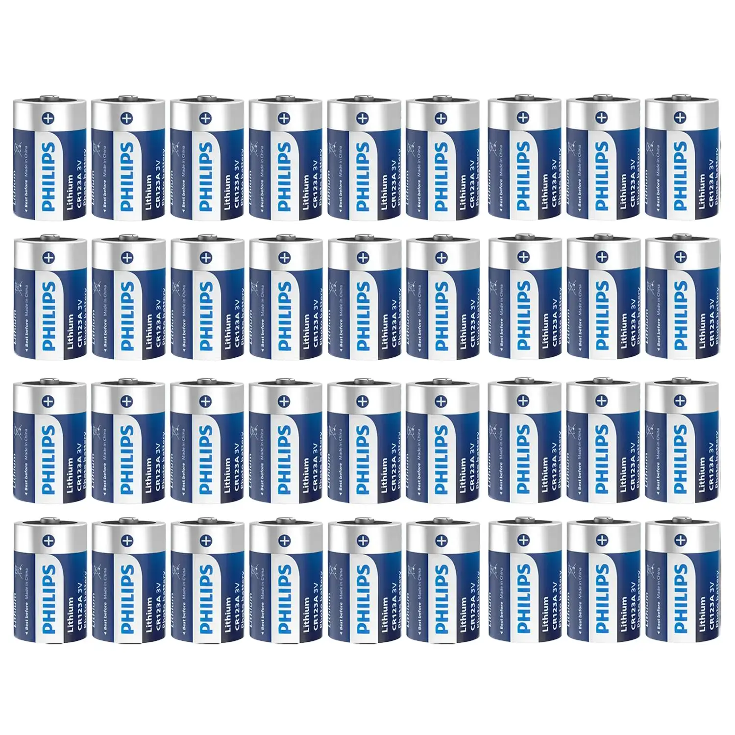Philips CR123A 3V Lithium Battery 36Pack, 123 3 Volt Lithium Battery, for Home Security Alarm System Sensor Doorlock Smok Carbon Monoxide Alarm Non-Rechargeable