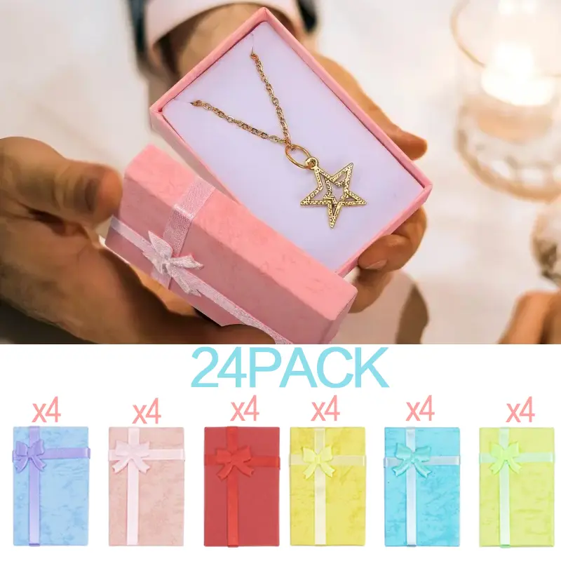 24 Pieces Gifts Box Set, Jewelry Gift Boxes for Rings, Pendants, Earring, Necklaces - Cardboard Jewelry Boxes for Anniversaries, Weddings, Birthdays, Assorted Colors - 3.2 x 2.0 x 1.1 Inches