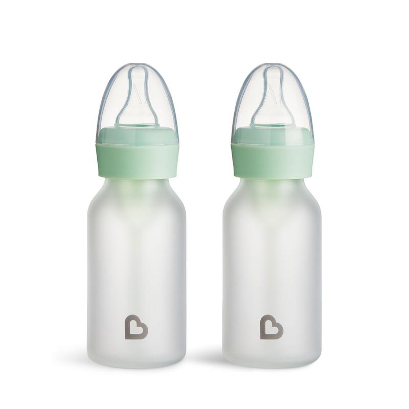 Munchkin Bond Silicone Glass Baby Bottle - Anti-Colic Feeding System with Natural Feel Nipple, 2pk